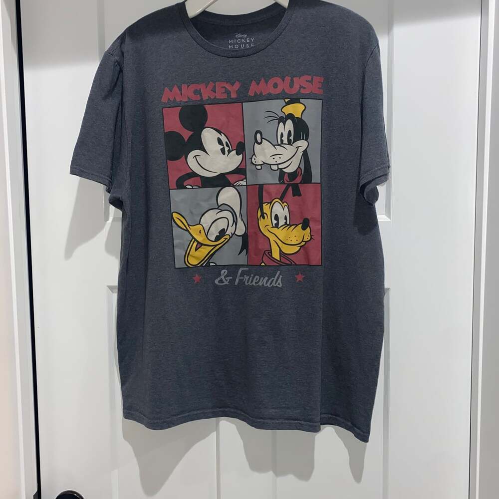 Disney Mickey Mouse & Friends Four Box Graphic Grey Crew Neck T-Shirt XL